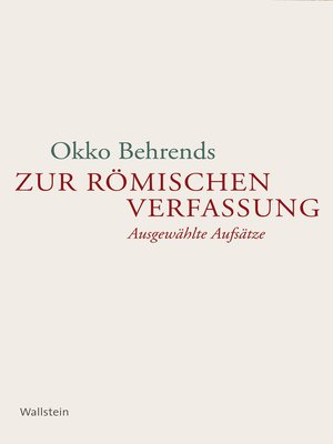 cover image of Zur römischen Verfassung